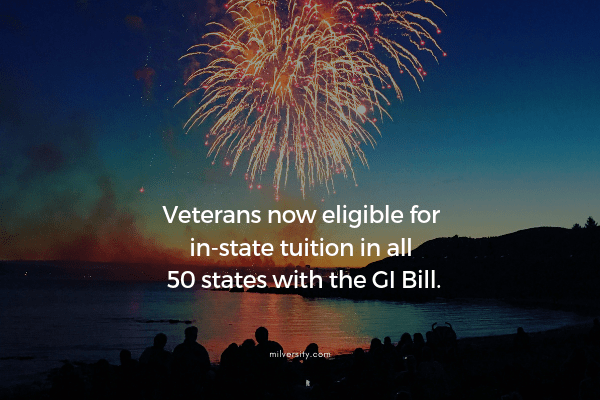 veterans celebrating that they dont have to pay out of state tuition if using the gi bill