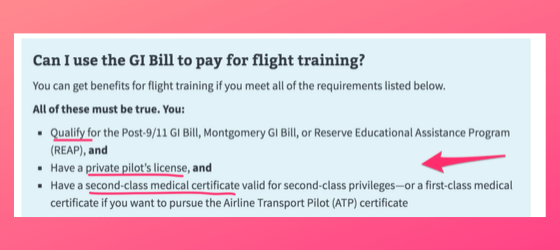 two requirements for flight training